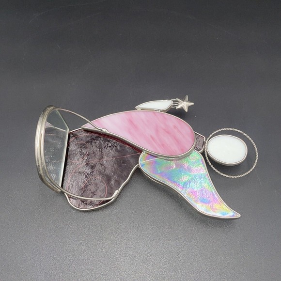Stained Glass Angel Candle Holder Star Sun Catcher Iridescent 7.5" - Picture 8 of 9